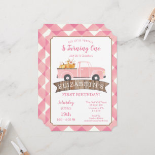 Invitation Petite CITROUILLE Pink Truck Girls Premier anniver