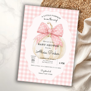 Invitation Petite citrouille rose noeud coquette fille baby s