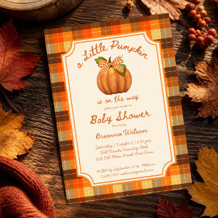 Invitation Petite citrouille shower bébé carreaux d'automne