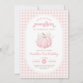Invitation Petite Citrouille Soft Pink Bow 1ère fête d'annive (Devant)
