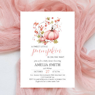 Invitation Petite Citrouille sur le Chemin Rose Pâle Baby Sho