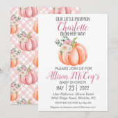 Invitation Petite Citrouille sur son chemin Baby shower flora (Devant / Derrière)