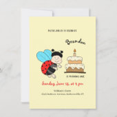 Invitation Petite coccinelle avec gâteau (Devant)