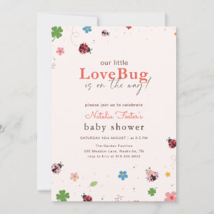Invitation Petite Coccinelle Fête Prénatale de la Petite Fleu