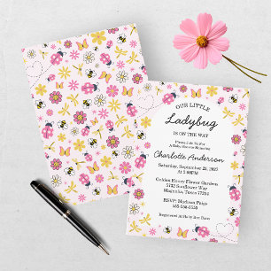 Invitation Petite Coccinelle Fille Rose Baby Shower