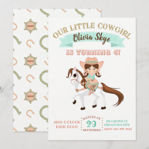 Invitation Petite cow-girl sur l'anniversaire de filles de