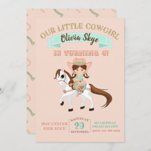 Invitation Petite cow-girl sur l'anniversaire de filles de