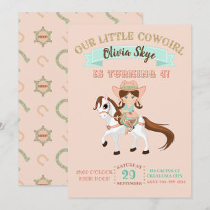 Invitation Petite Cowgirl pour l'anniversaire des filles à ch