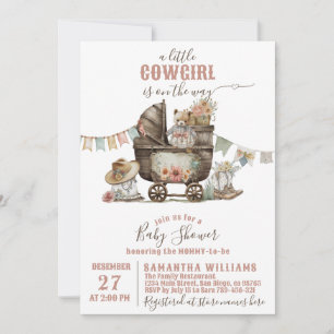 Invitation Petite cowgirl Wild West Boho Baby Girl Douche