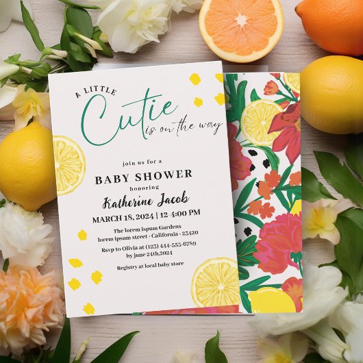 Invitation Petite cravate sur le chemin baby shower citrus ci