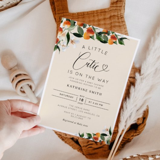 Invitation Petite cuite aux agrumes orange baby shower