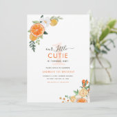 Invitation Petite Cutie Aquarelle Citrus Floral 1er Anniversa (Debout devant)