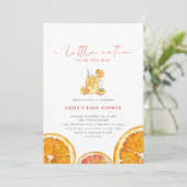 Invitation Petite Cutie Oranges Baby shower fille (Debout devant)