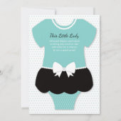 Invitation Petite Dame Baby shower Invitation, Bleu, Perles (Dos)