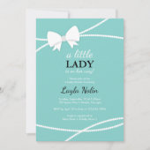 Invitation Petite Dame Baby shower Invitation, Bleu, Perles (Devant)