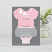 Invitation Petite Dame Baby shower Invitation, Rose, Perles (Debout devant)