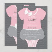 Invitation Petite Dame Baby shower Invitation, Rose, Perles (Devant / Derrière)