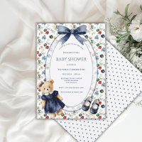 Petite Dame Bleue et Blanche Ours Floral Fille Vin