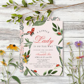Invitation Petite dame Ladybug & Baby shower Feuille fille