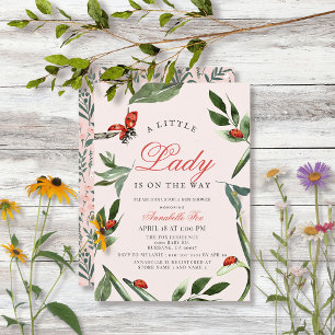 Invitation Petite dame Ladybug & Baby shower Feuille fille