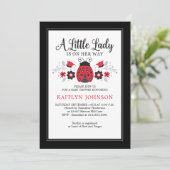 Invitation Petite Dame Ladybug Baby shower Floral Girl (Debout devant)