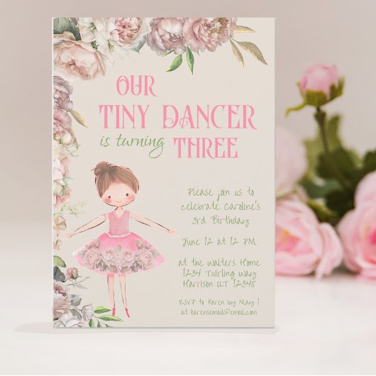 Invitation Petite danseuse Ballerina Troisième anniversaire