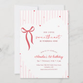 Invitation Petite Douce avec un Ruban Rose pour son Premier A (Devant)