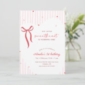 Invitation Petite Douce avec un Ruban Rose pour son Premier A (Debout devant)