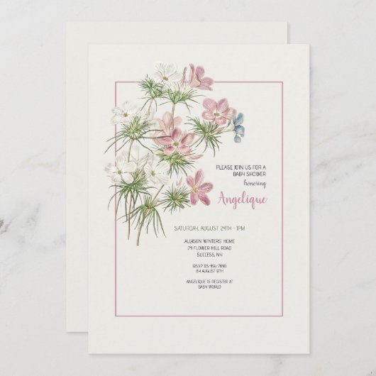 Invitation Petite Douce Averse Florale (Devant / Derrière)