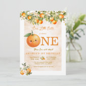 Invitation Petite Douce Orange Citron 1er Anniversaire (Debout devant)