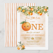 Invitation Petite Douce Orange Citron 1er Anniversaire (Devant / Derrière)