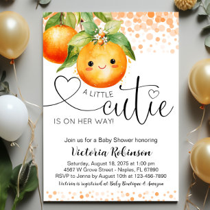 Invitation Petite Douce Orange Citron Fête de Naissance Bébé