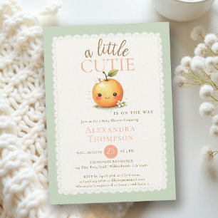 Invitation Petite Douceur Aquarelle Orange Fête de Naissance 