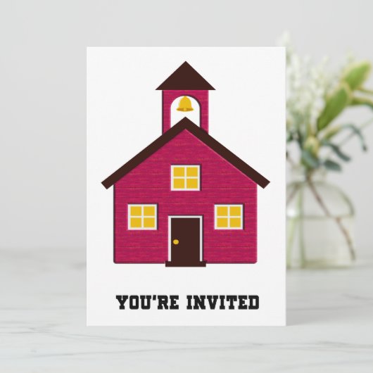 Invitation Petite école rouge invitée (Debout devant)