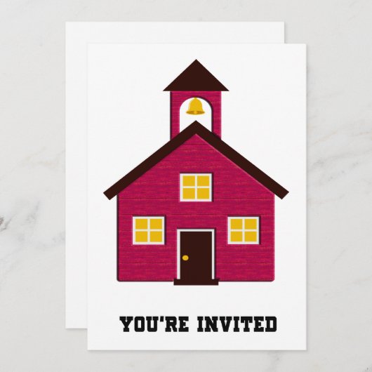 Invitation Petite école rouge invitée (Devant / Derrière)