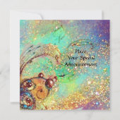 Invitation PETITE ELF DE CHAMPIGNONS, rose jaune bleu étincel (Dos)