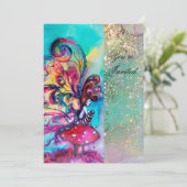 Invitation PETITE ELF DE CHAMPIGNONS, rose jaune bleu étincel (Debout devant)