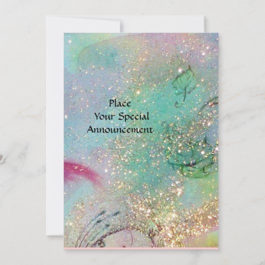 Invitation PETITE ELF DE CHAMPIGNONS, rose jaune bleu étincel (Dos)