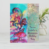 Invitation PETITE ELF DE CHAMPIGNONS, rose jaune bleu étincel (Debout devant)