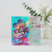 Invitation PETITE ELF DE CHAMPIGNONS, rose jaune bleu étincel (Debout devant)