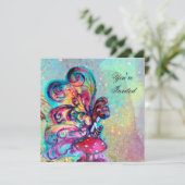 Invitation PETITE ELF DE CHAMPIGNONS, rose jaune bleu étincel (Debout devant)