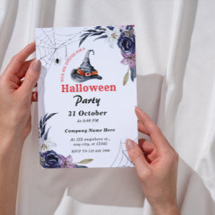 Invitation Petite entreprise Minimaliste Halloween Bureau Par