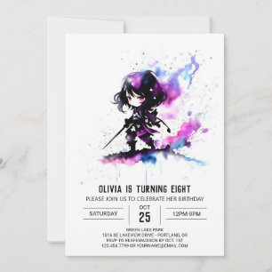 Invitation Petite espion Ninja Digital Girl Anniversaire