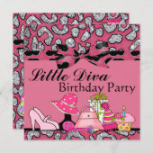 Invitation Petite étincelle de fête d'anniversaire de diva (Devant / Derrière)