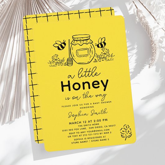 Invitation Petite Fée Abeille Bébé Shower Dessinée à la Main