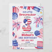 Invitation Petite Fée d'Artifice Fête d'Anniversaire 3 ans 14 (Devant)