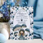 Invitation Petite Fée de champignons Bleu pour enfants fête d