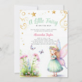 Invitation Petite Fée Enchantée Jardin Bébé Fille Douche (Devant)