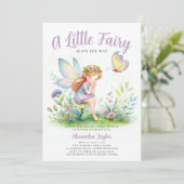 Invitation Petite Fée Enchantée Papillon bébé fille Douche (Debout devant)