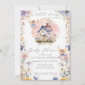 Invitation Petite fée enchantée sur le chemin Rose fille bébé (Devant)